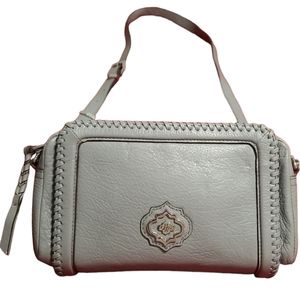 OrYANY Shoulder Whipstitched Blush Grey Leather Crossbody Bag